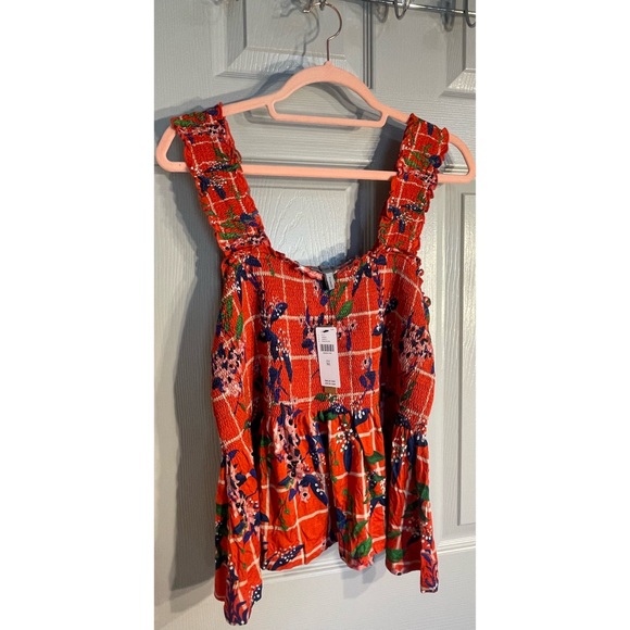 Anthropologie Conditions Apply Katalia Printed Smocked Peplum Tank NWT SZ XL - Picture 5 of 12